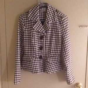 Voice Houndstooth Peplum Wool-Blend Jacket EUC SZ S